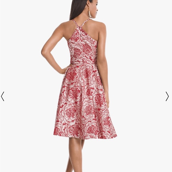 White House Black Market NWT market Rose Jacquard Fit-And-Flare Dress size 10 - Picture 2 of 10
